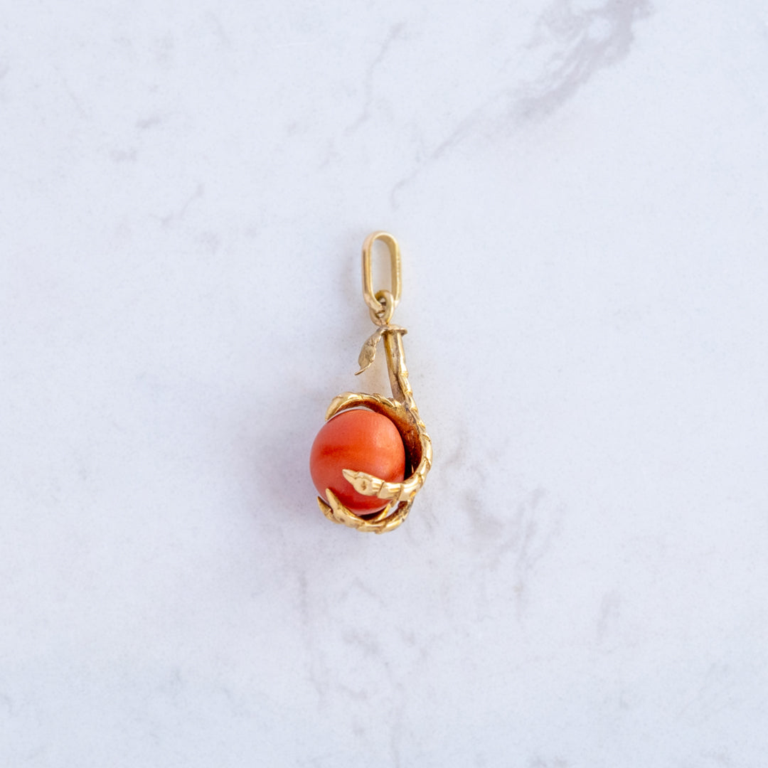 Antique Eagle Claw & Coral Pendant