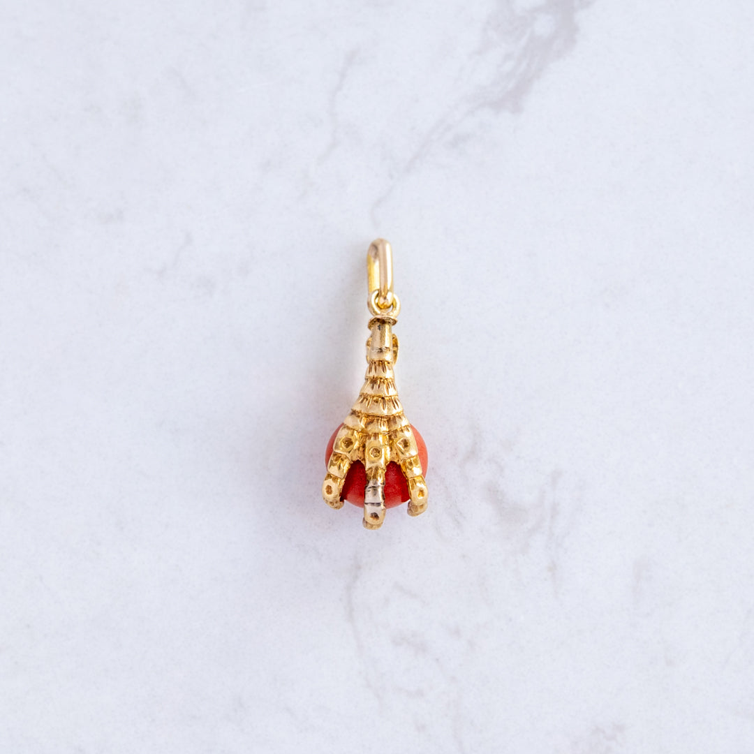 Antique Eagle Claw & Coral Pendant