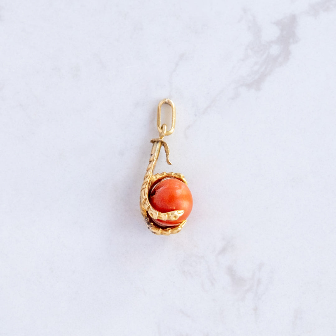 Antique Eagle Claw & Coral Pendant