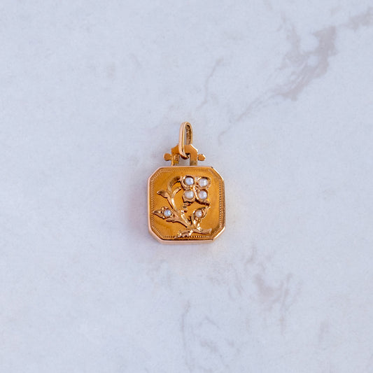 Antique French Pearl Flower Charm