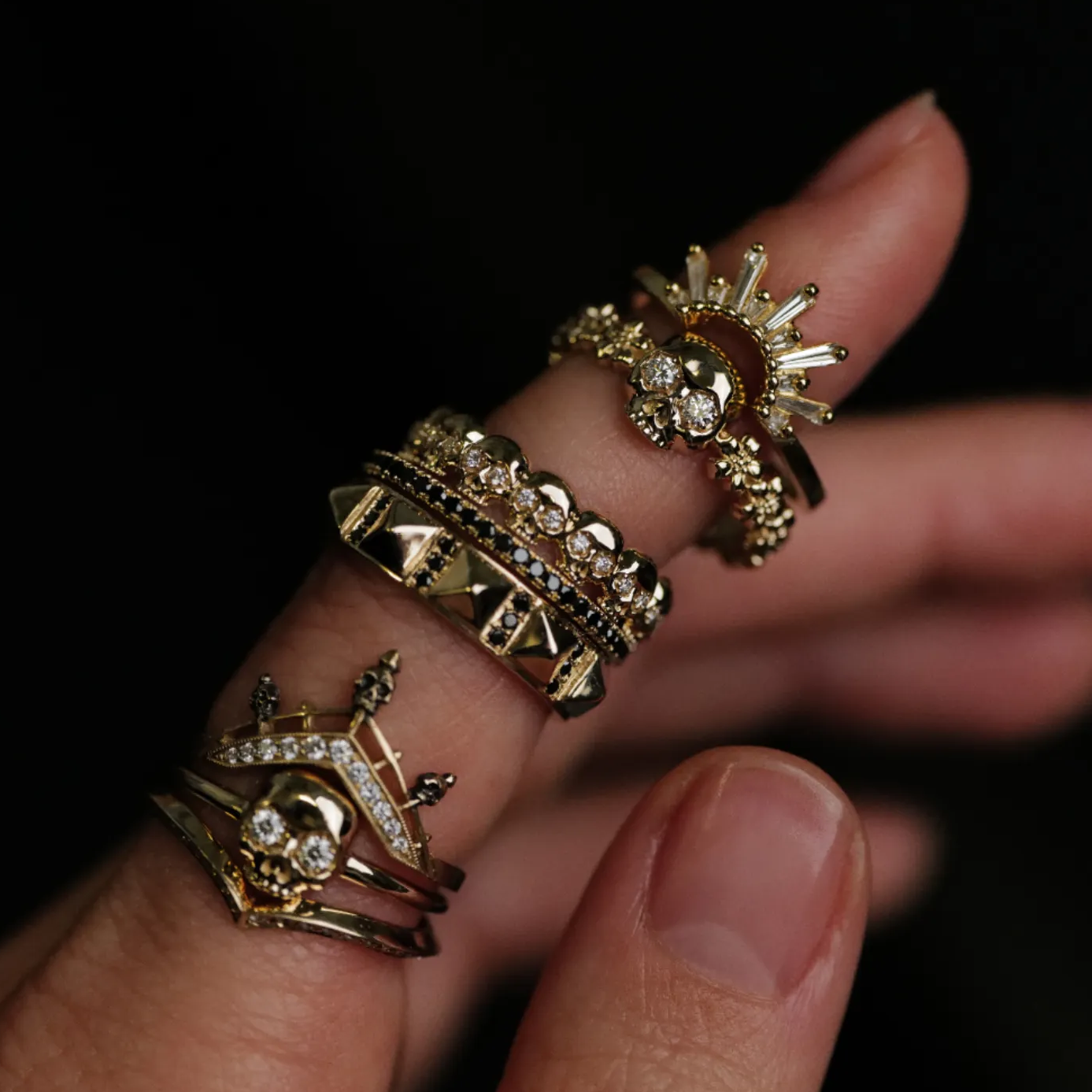 Forget Me Not Skull Ring