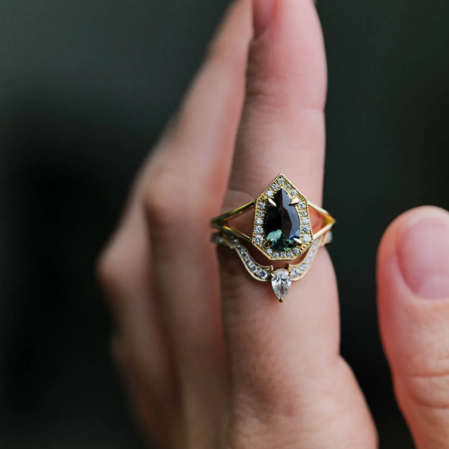 Classic Phoebe Ring - Ink Drop Teal Sapphire (1.287ct)