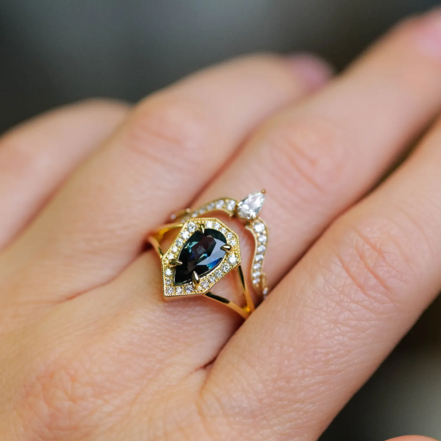 Classic Phoebe Ring - Ink Drop Teal Sapphire (1.287ct)