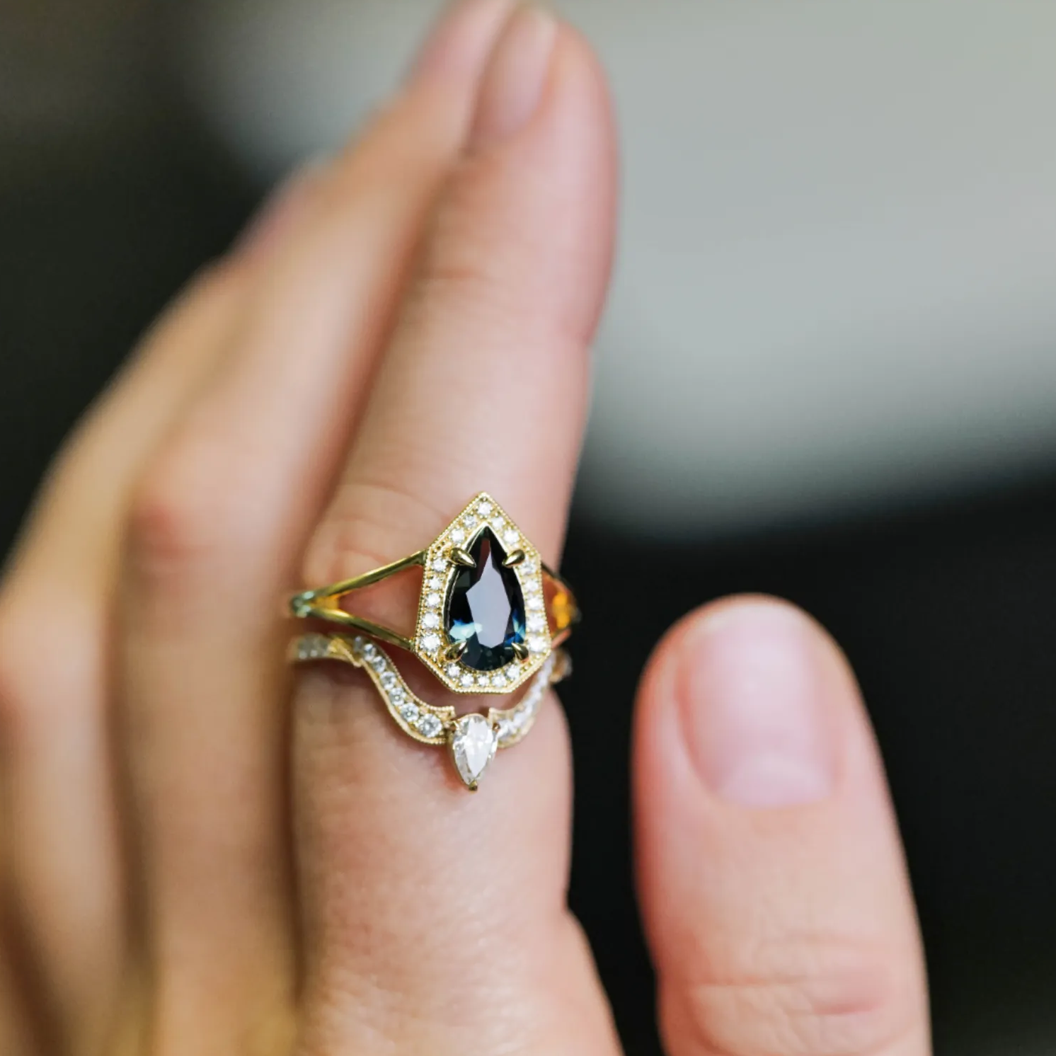 Classic Phoebe Ring - Ink Drop Teal Sapphire (1.287ct)