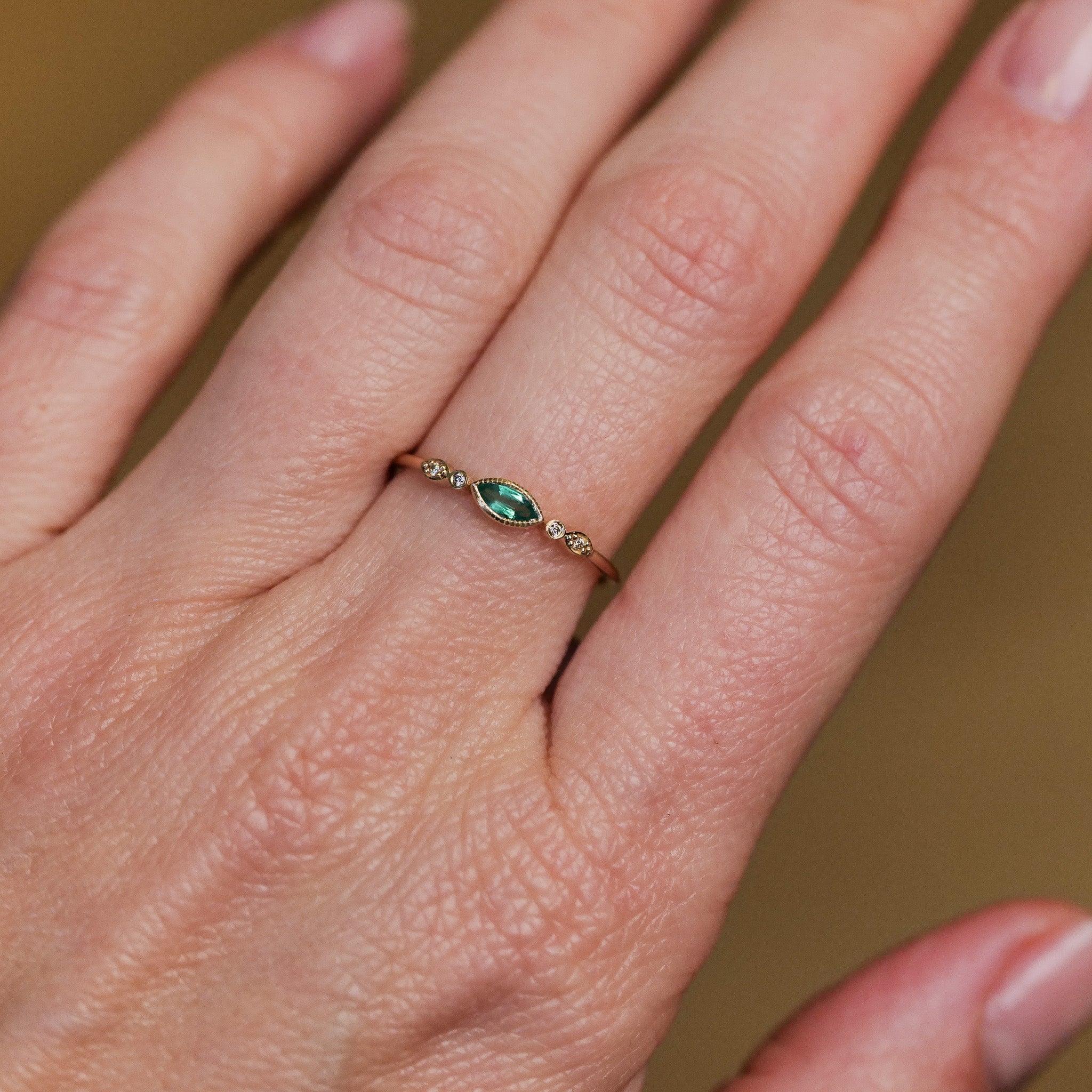 Marquise Eye Ring - Emerald