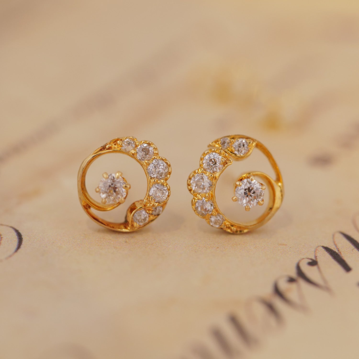 Antique Diamond Swirl Earring