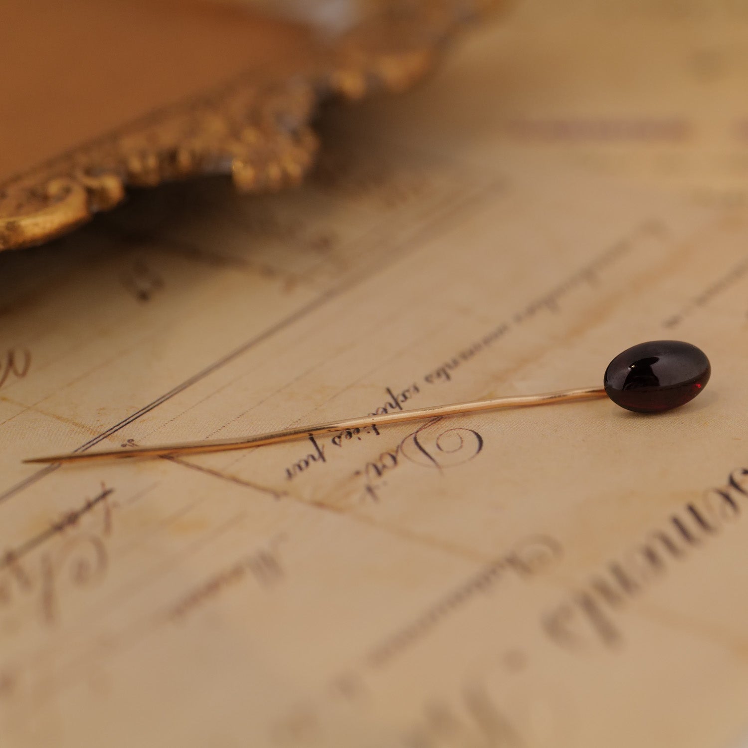 Garnet Cabochon Stick Pin