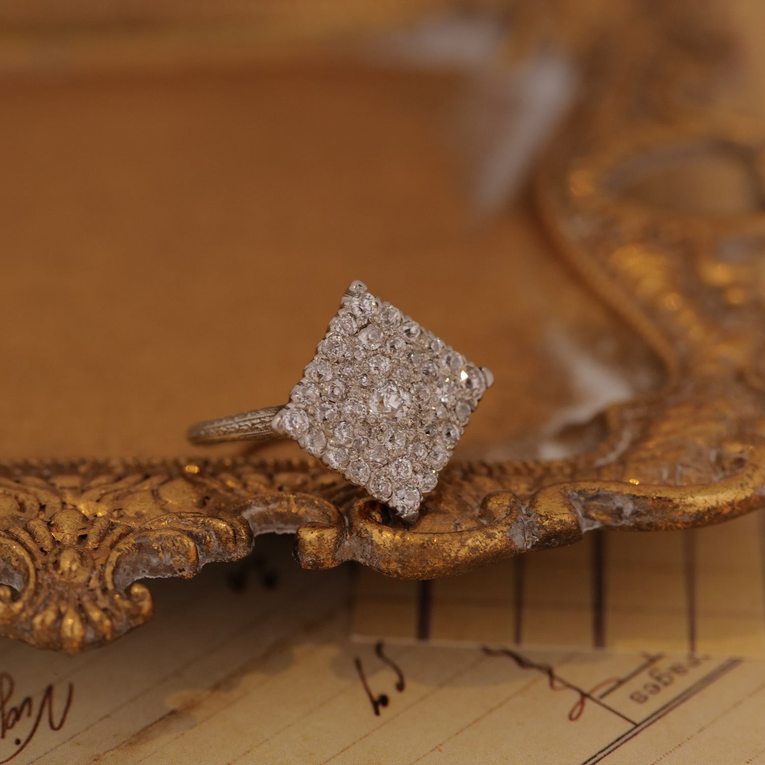 Edwardian Cobblestone Pave Diamond Ring