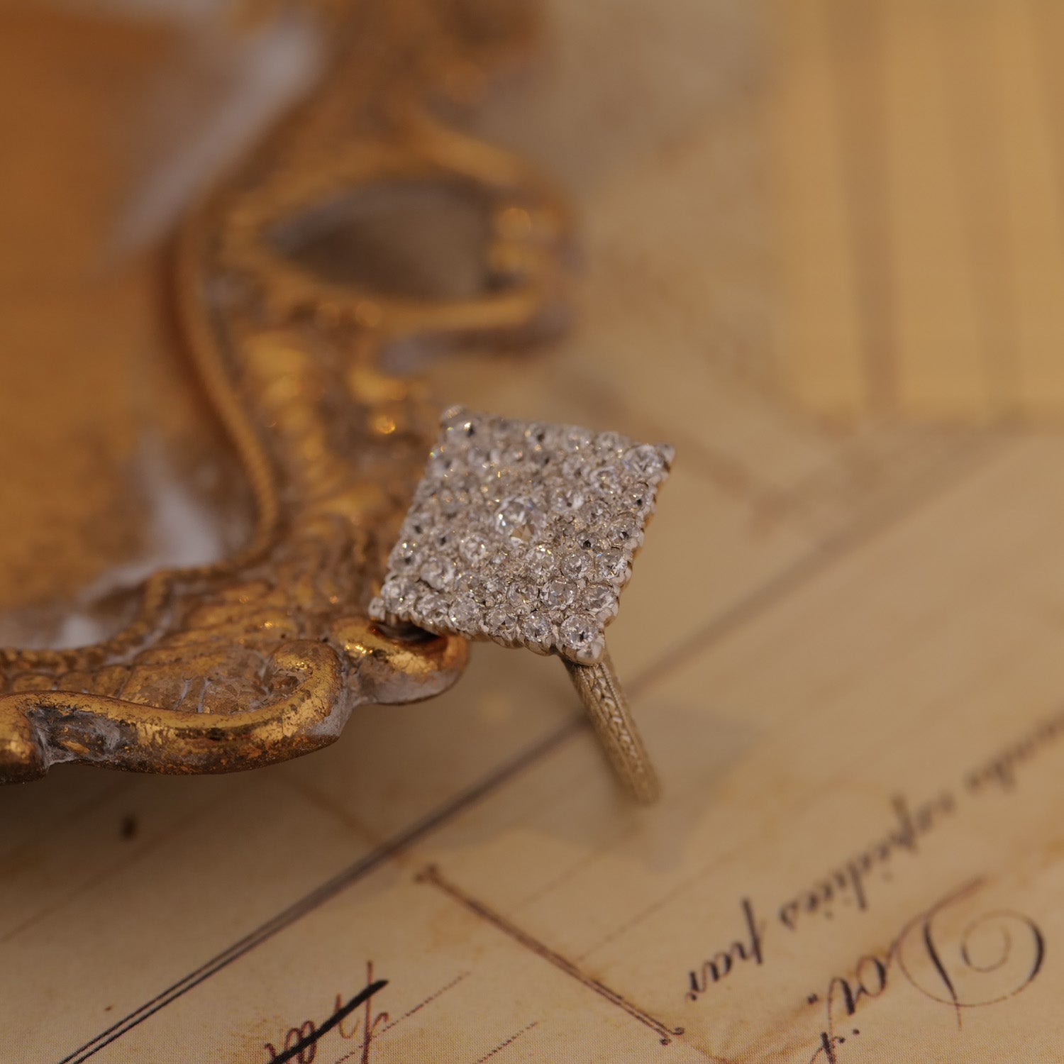 Edwardian Cobblestone Pave Diamond Ring