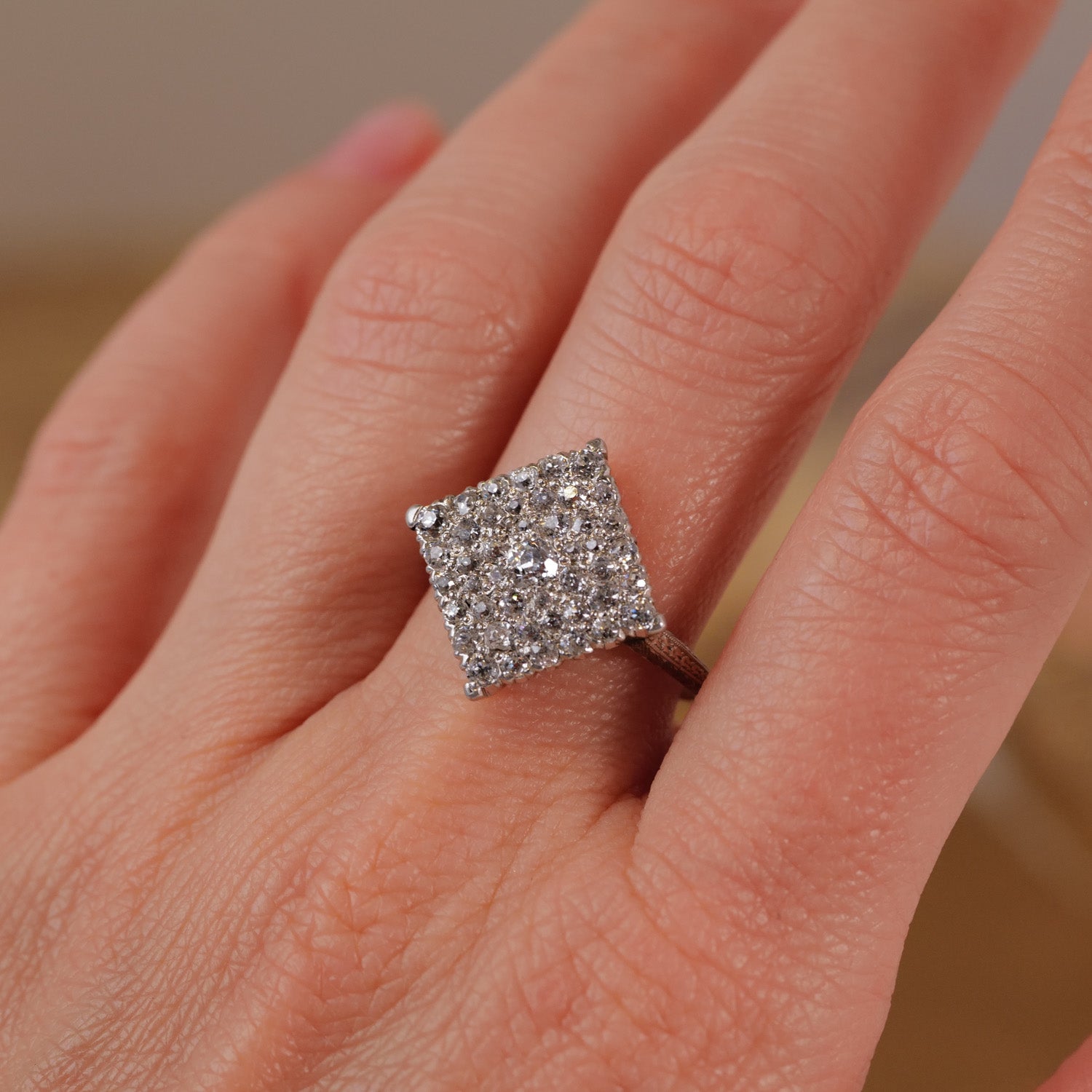 Edwardian Cobblestone Pave Diamond Ring