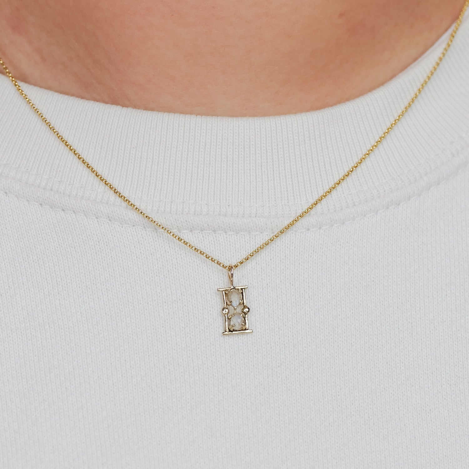Petite Hourglass Amulet Charm - Moonstone