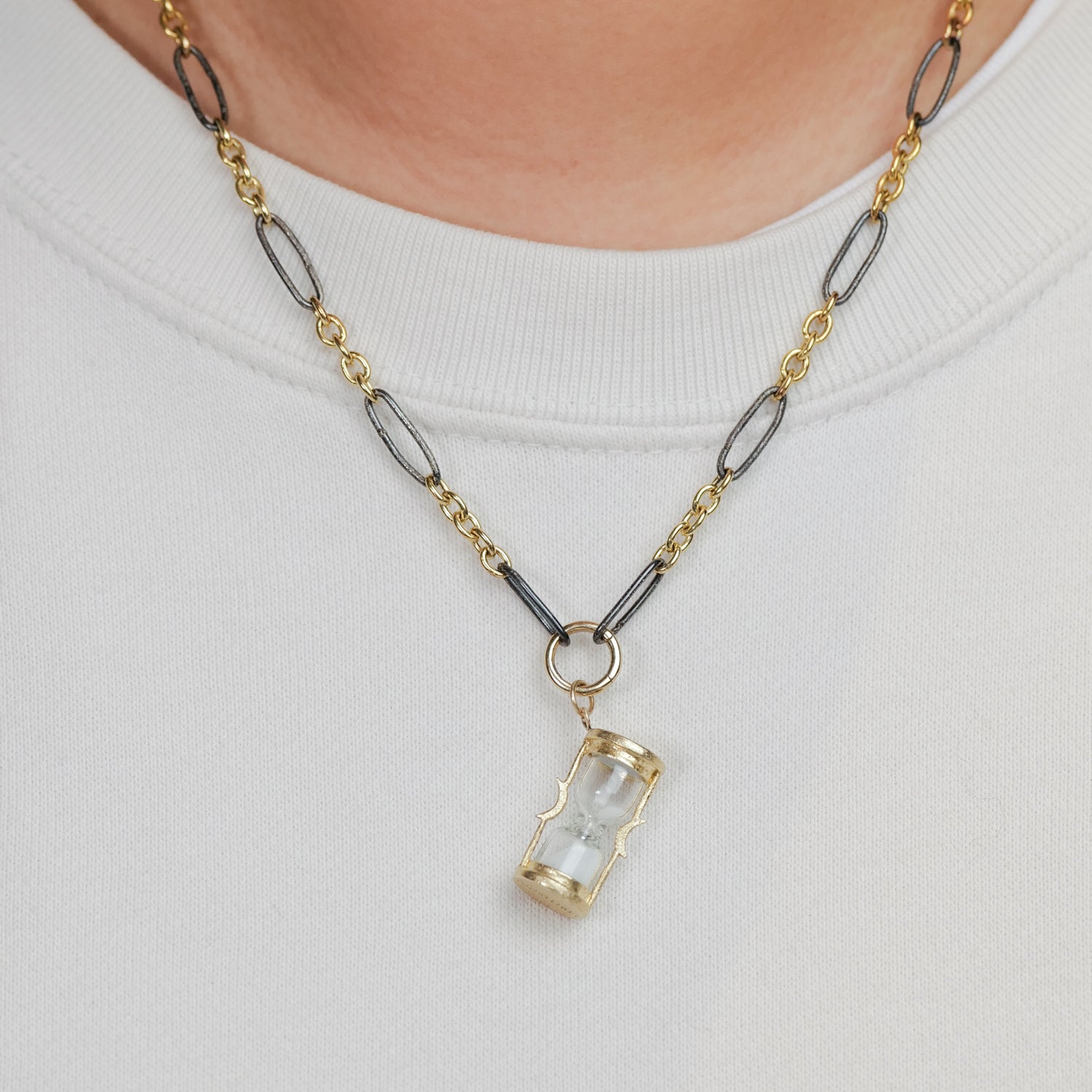 Mixed Metal Link Charm Holder Chain