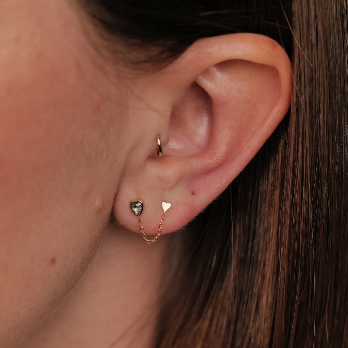 Double Heart Earring - Diamond