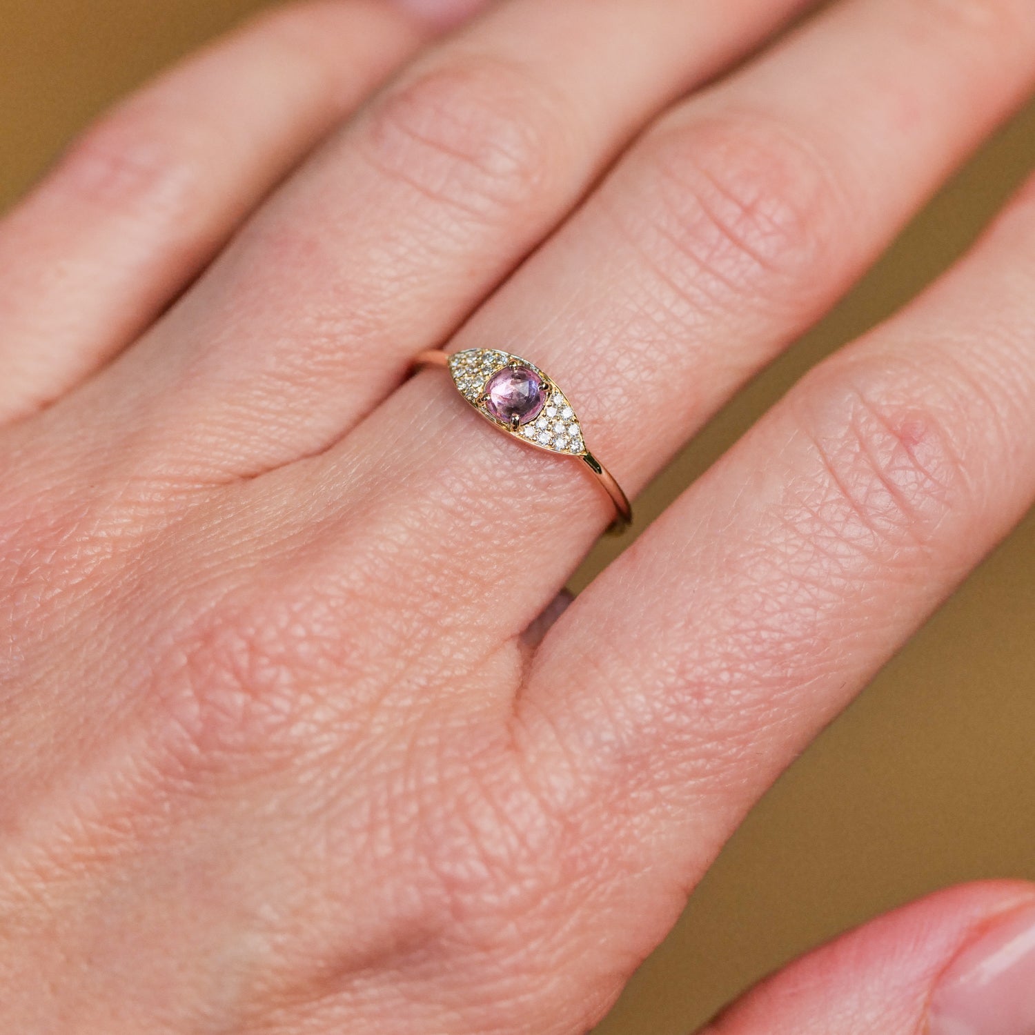 Full Pave Eye Ring - Pink Tourmaline