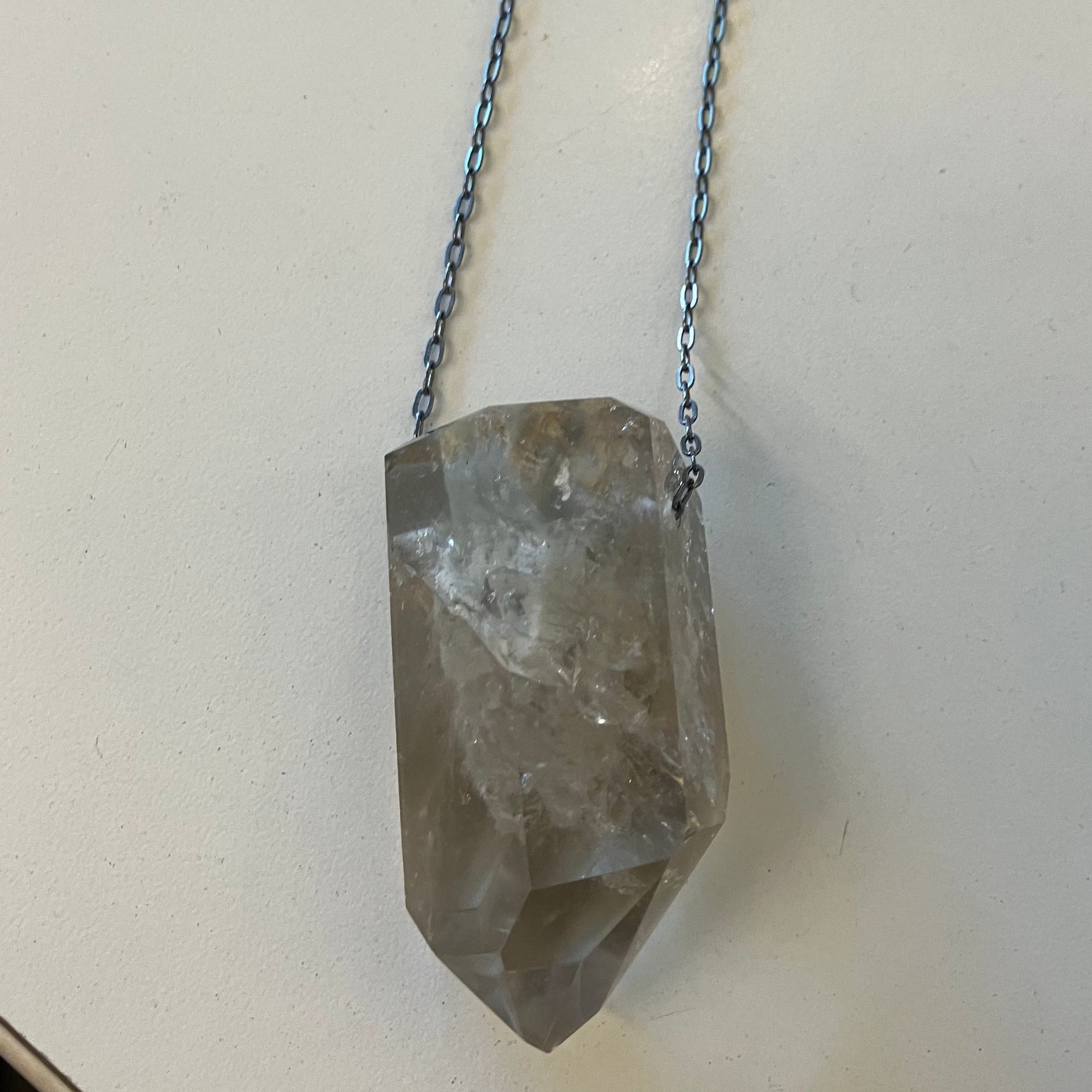 Crystal Quartz Necklace - Amphibole Inclusions