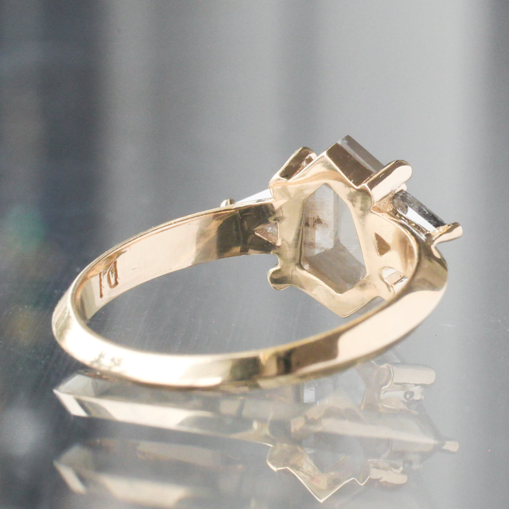 Caliburn Ring - Salt & Pepper Hexagon Diamond (1.52ct)