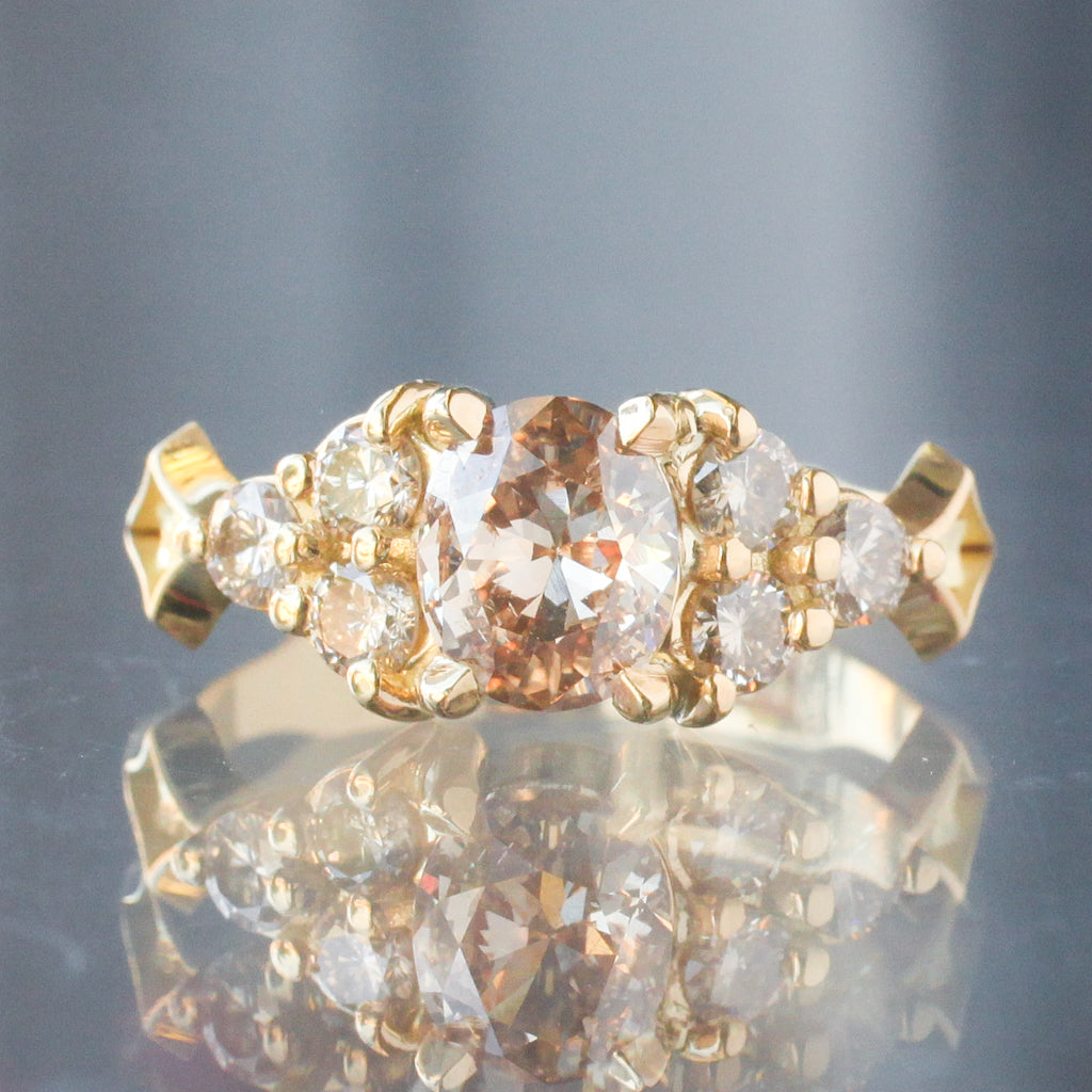 Nico Ring - Oval Mine Cut Champagne Diamond (1ct)
