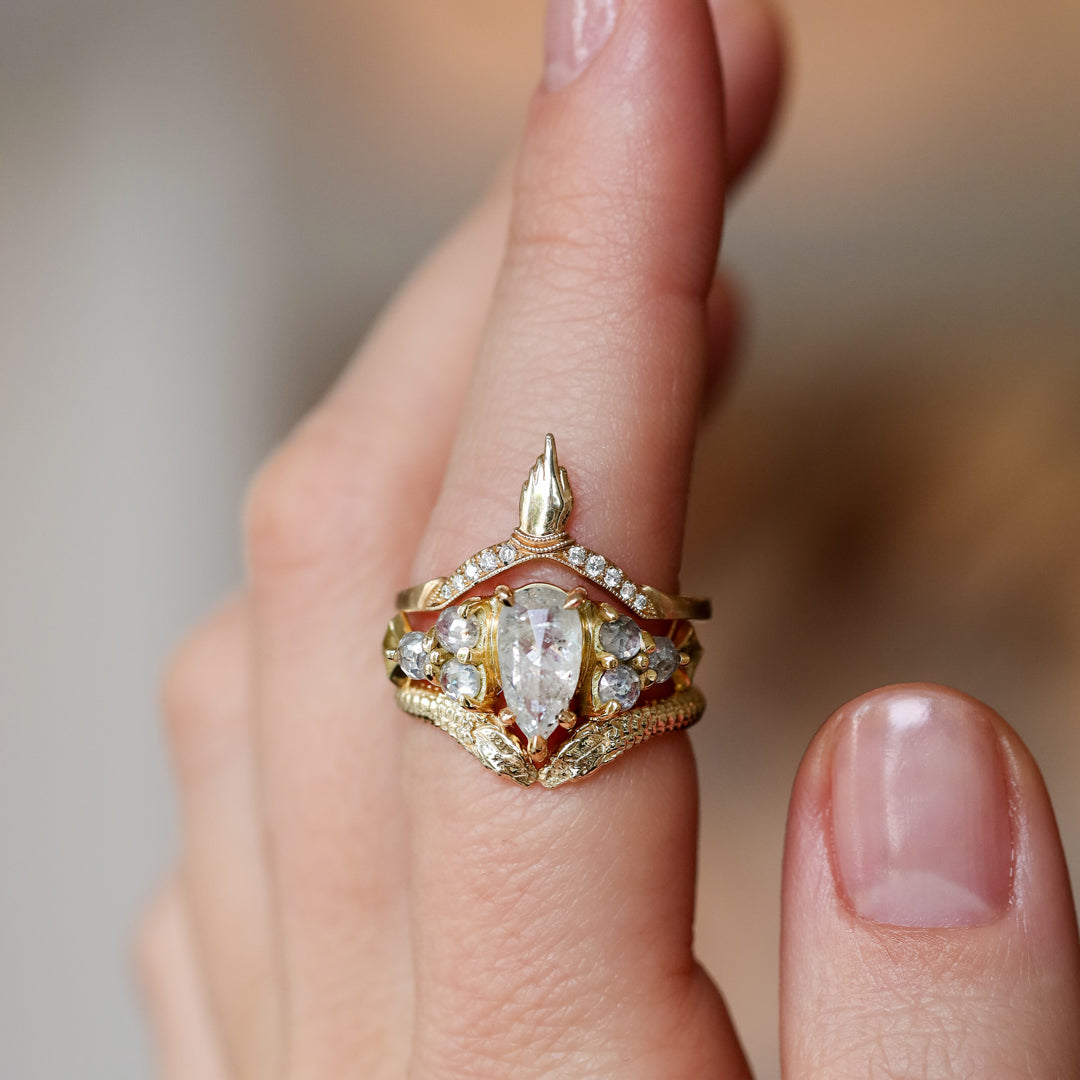 Nico Ring - Icy Salt & Pepper Rose Cut Pear Diamond (1.5ct)