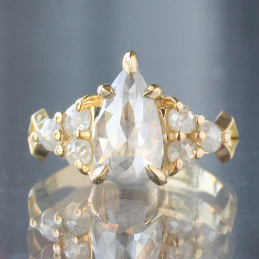 rose cut pear diamond ring