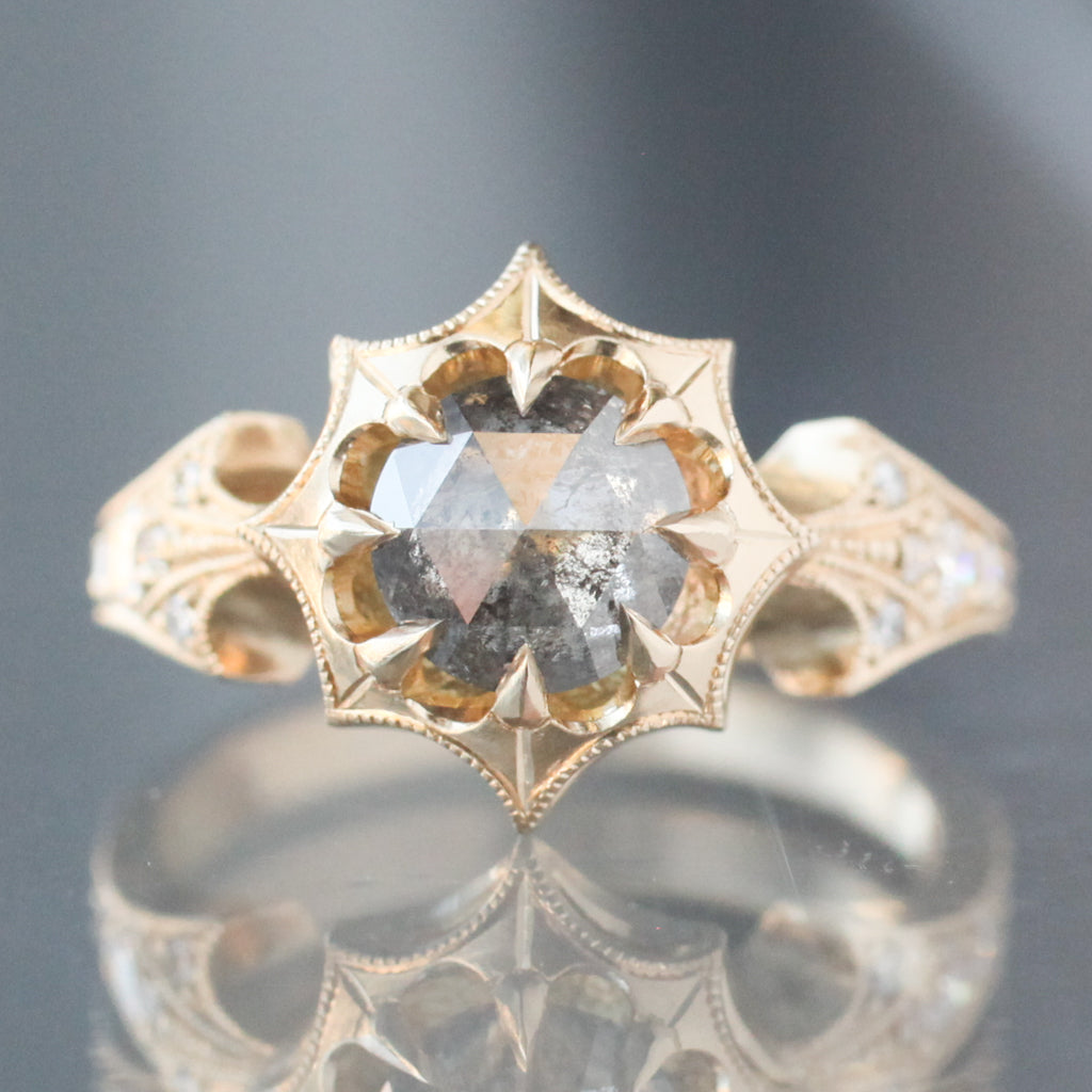 Dione Ring - Salt & Pepper Rose Cut Diamond (1.11ct)