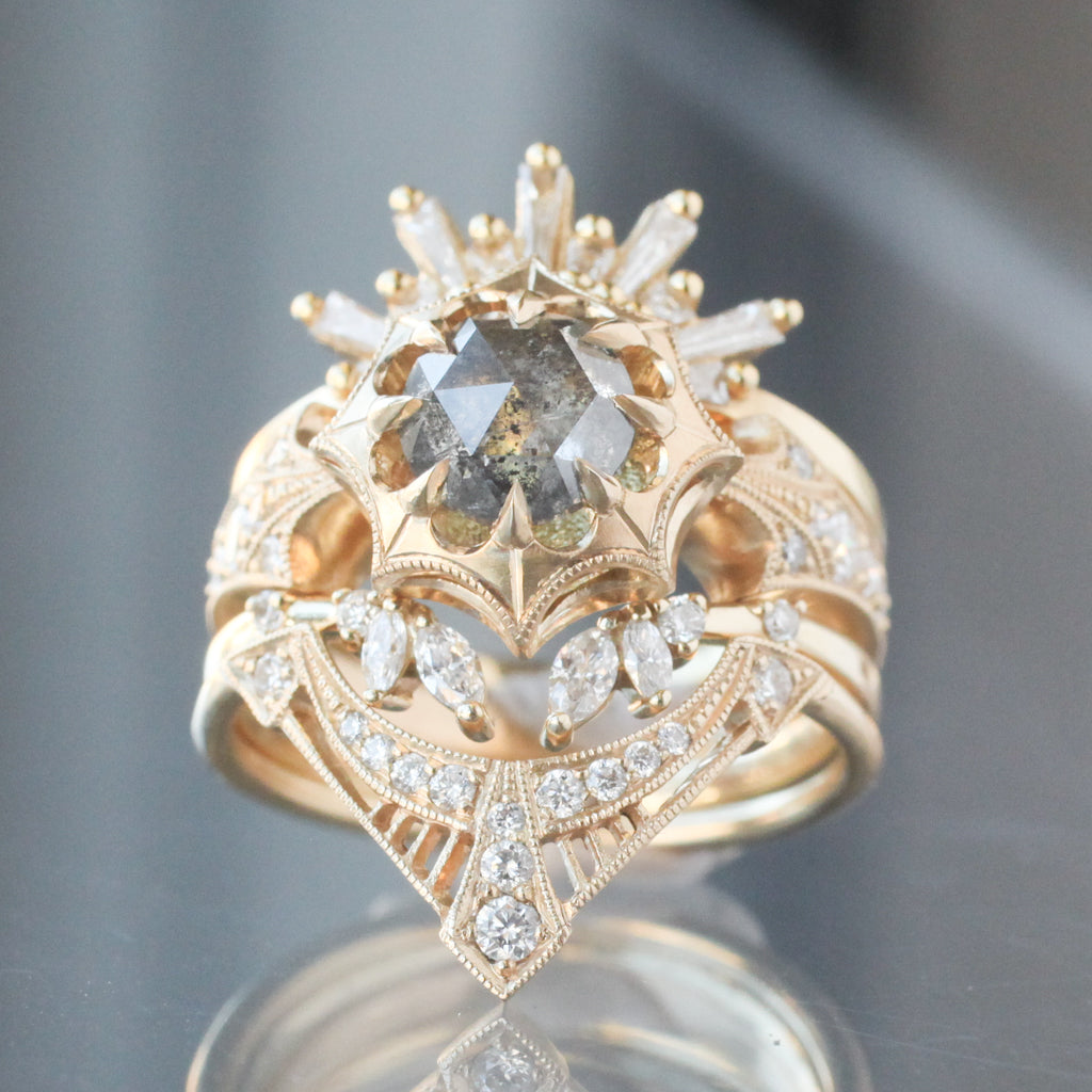 Dione Ring - Salt & Pepper Rose Cut Diamond (1.11ct)