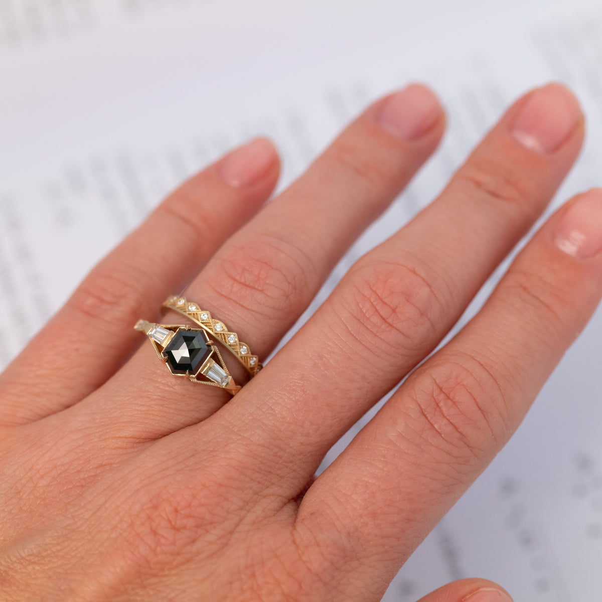 Hexagon Obel Ring - Black Diamond (1.6ct)