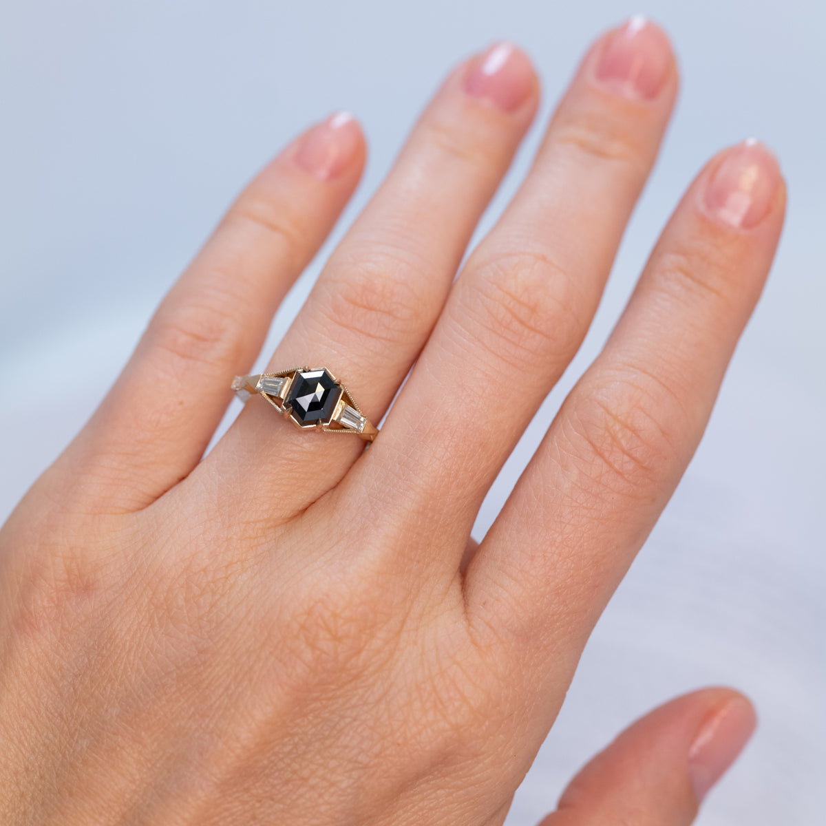 Hexagon Obel Ring - Black Diamond (1.6ct)