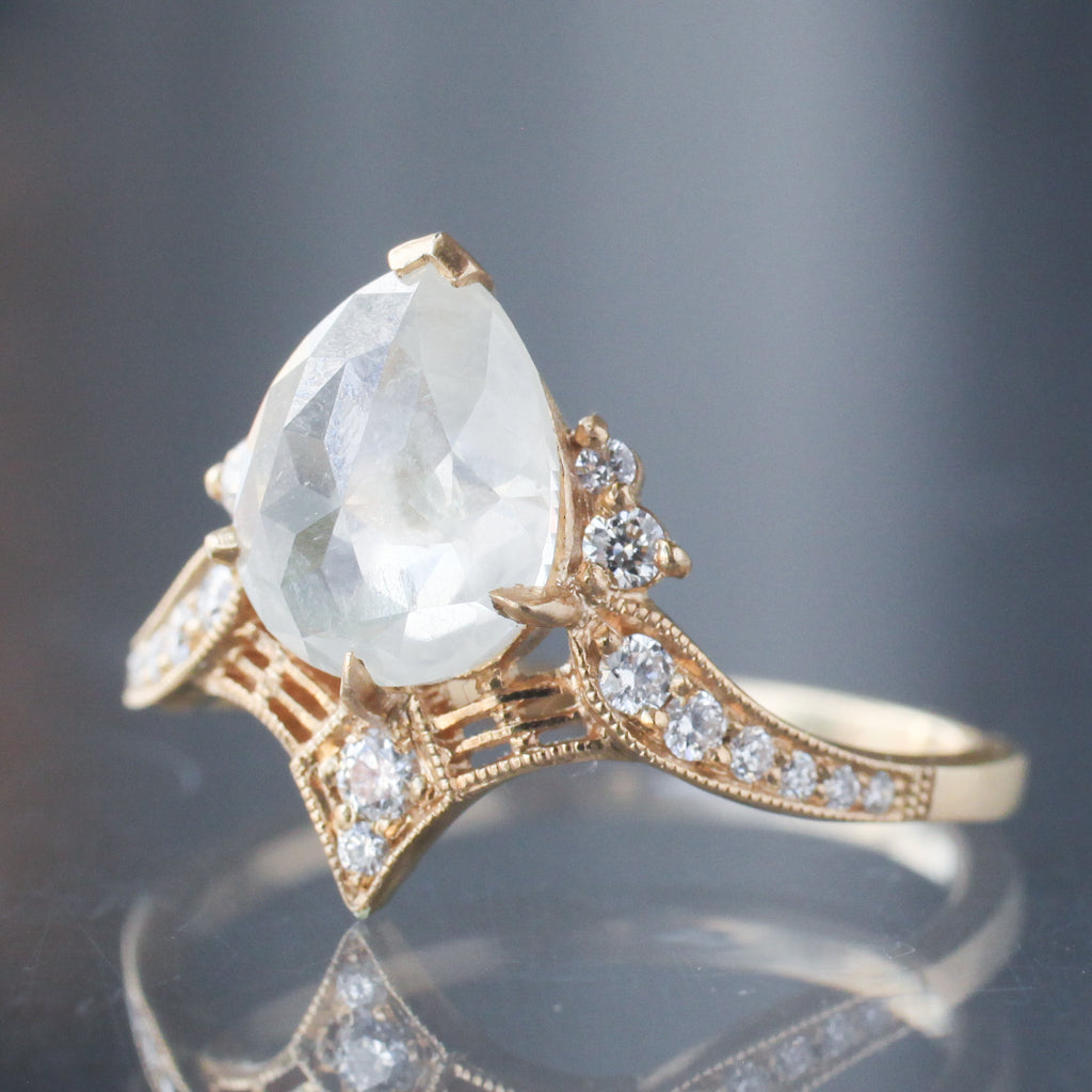 Icy White Pear Diamond Protea