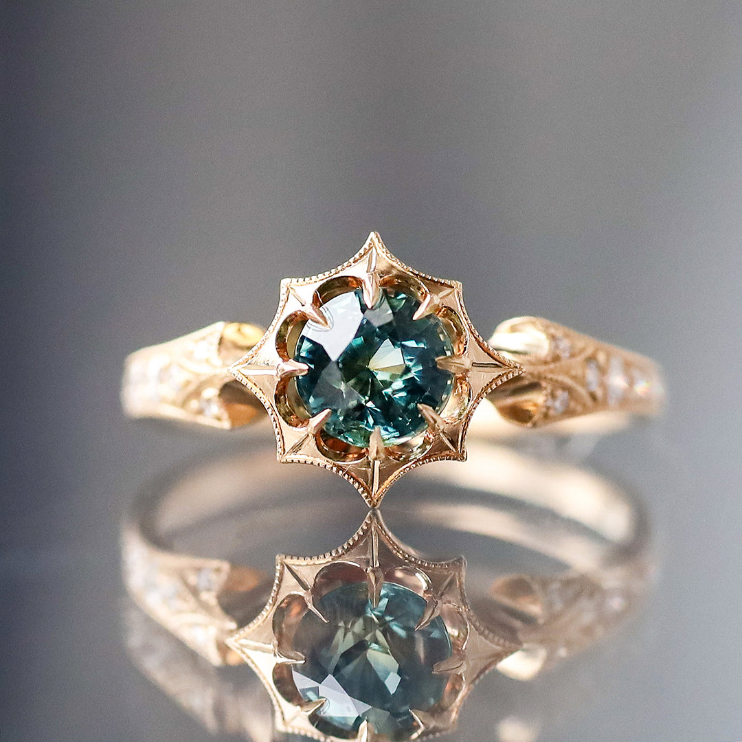 Tahoe Teal Brilliant Sapphire Dione Ring