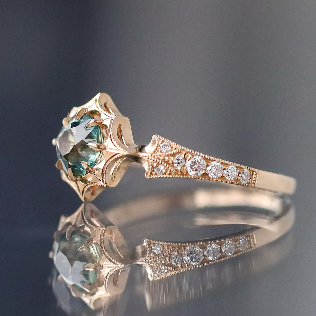 Tahoe Teal Brilliant Sapphire Dione Ring