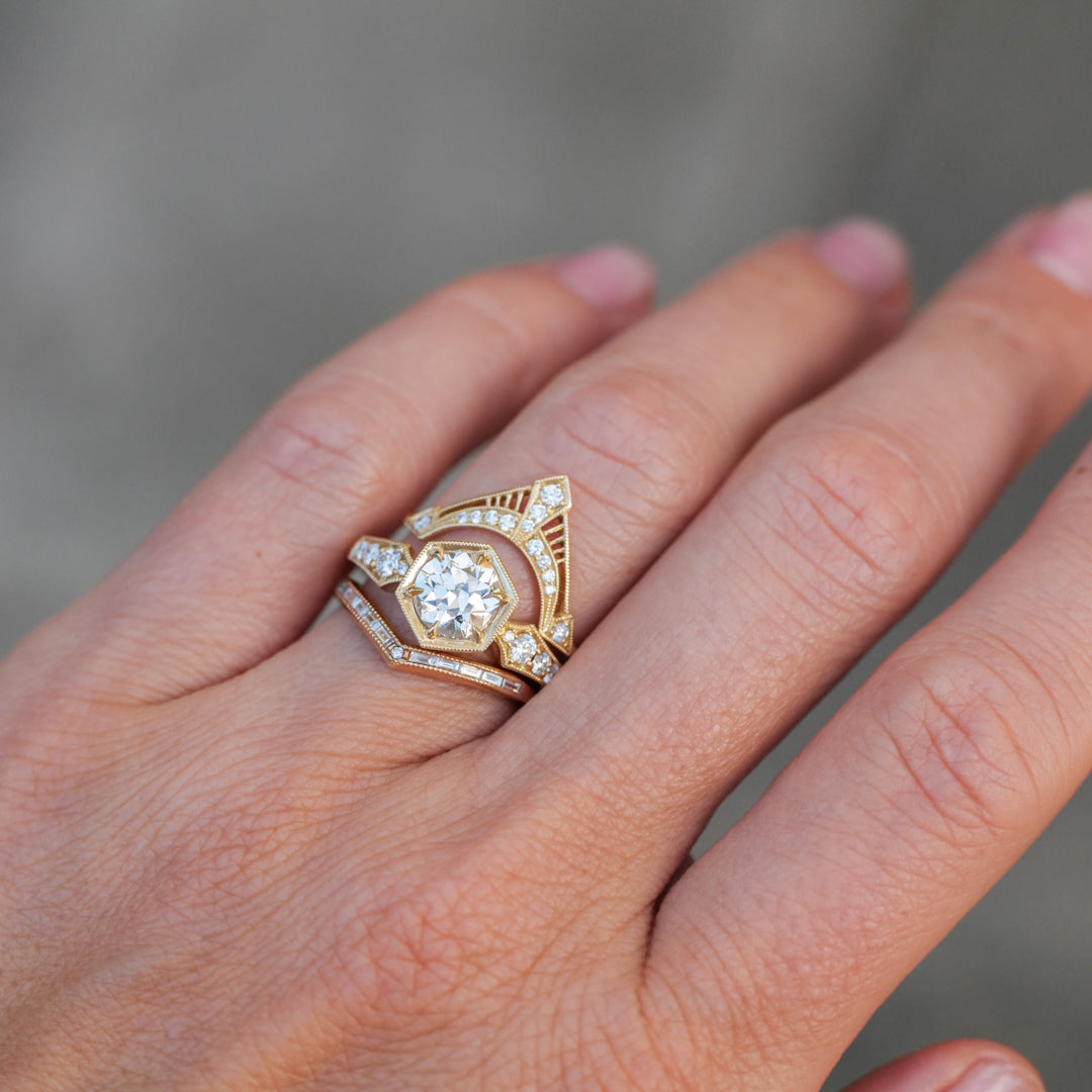 Hex Bezel Ring - Antique Old European Cut Diamond (1.32ct)