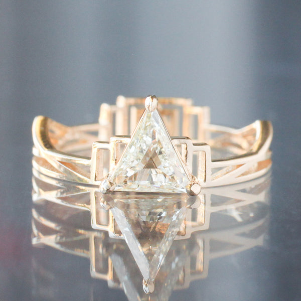 14K Gold Ring Cushion Triangle Cut Diamond Engagement Ring in Lab Grown  Diamond | eBay