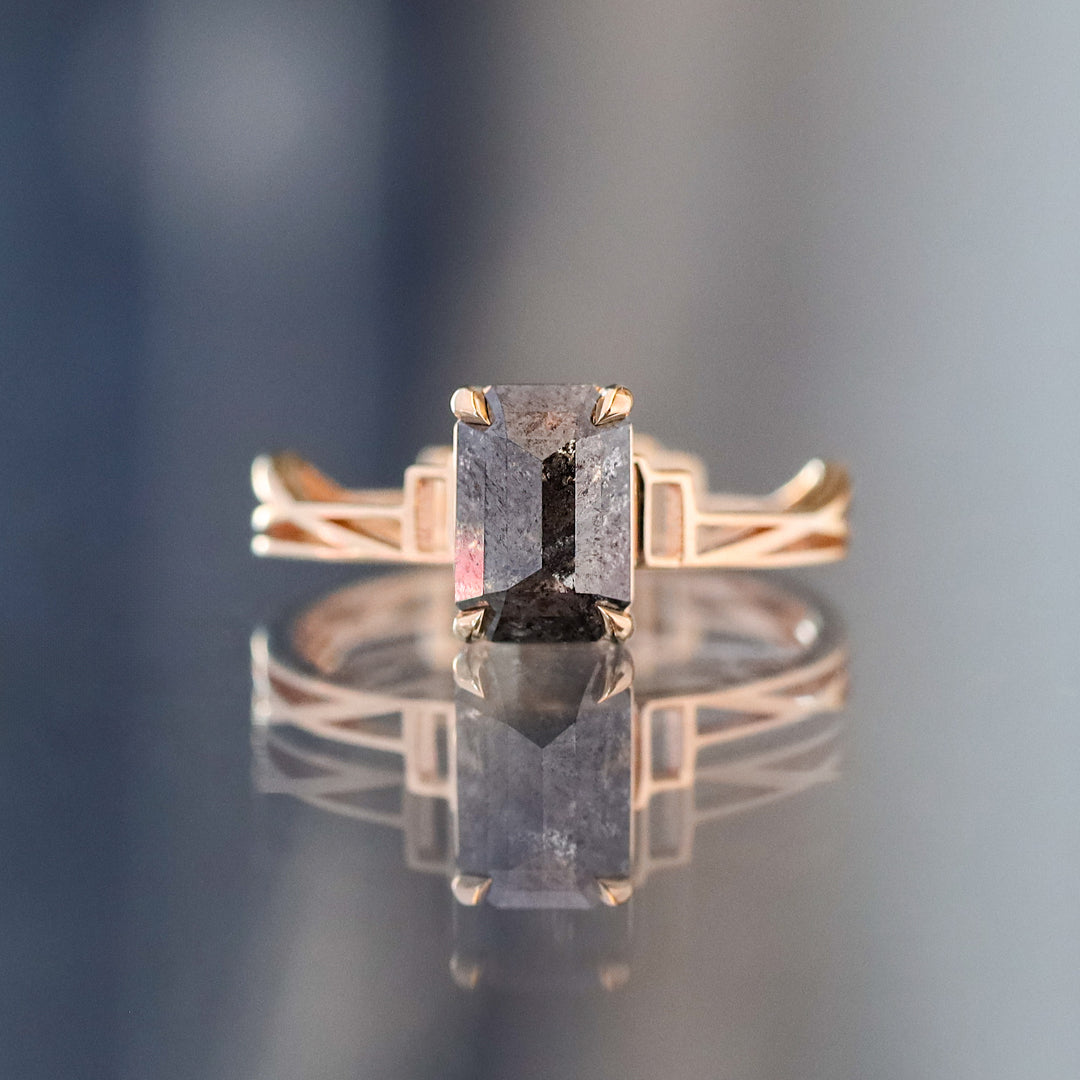 Dame Bloodgood Ring - Salt & Pepper Emerald Cut Diamond (1.86ct)