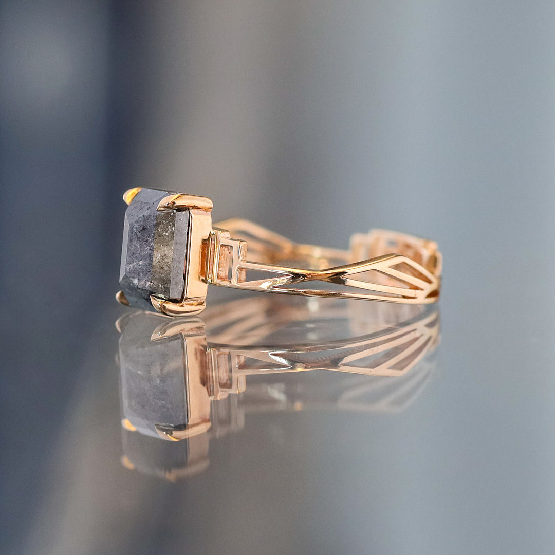 Dame Bloodgood Ring - Salt & Pepper Emerald Cut Diamond (1.86ct)