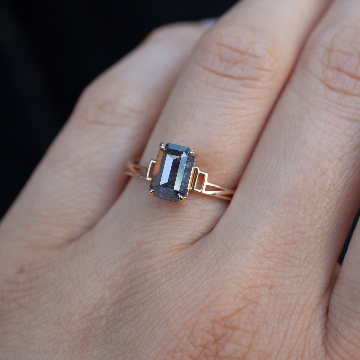 Dame Bloodgood Ring - Salt & Pepper Emerald Cut Diamond (1.86ct)