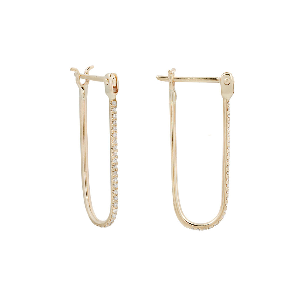 Long Latch Hoop - White Diamond