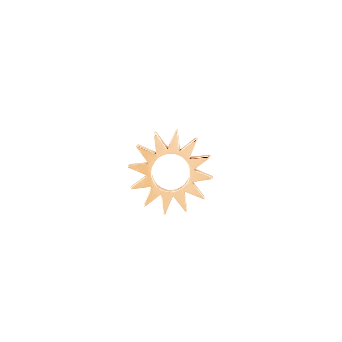 8mm 14K gold Baby Spur Charm - Classic, a sun-shaped jewelry charm with a hollow center.