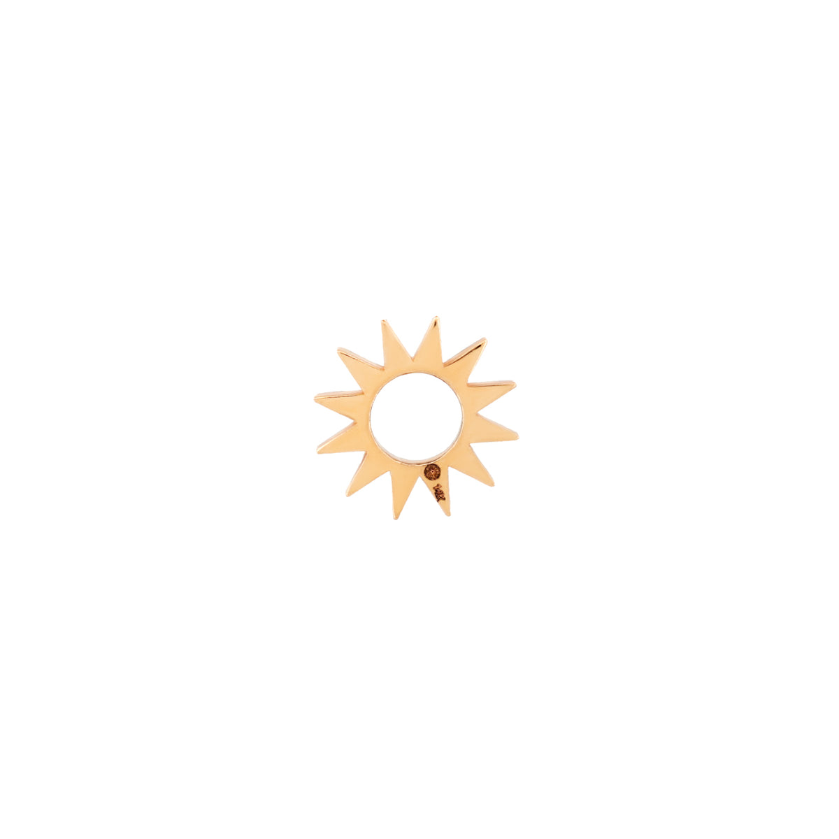 Baby Spur Charm - Classic: an 8mm 14K gold sunburst charm with a circular center.
