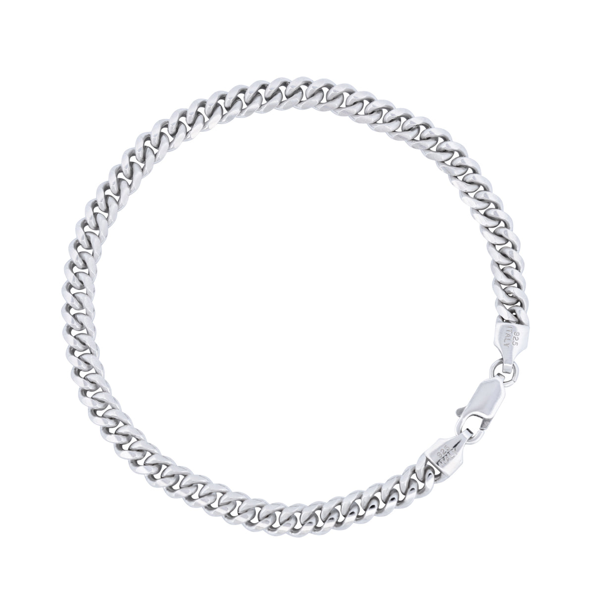 Thick sterling silver XL Cuban Chain Bracelet (S) with a lobster clasp.