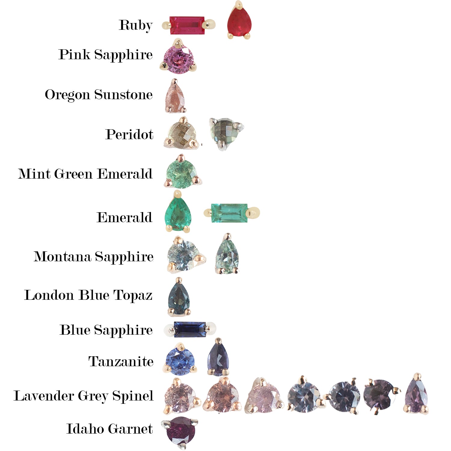 3 Prong Stone Pear - Colored (4x2mm)