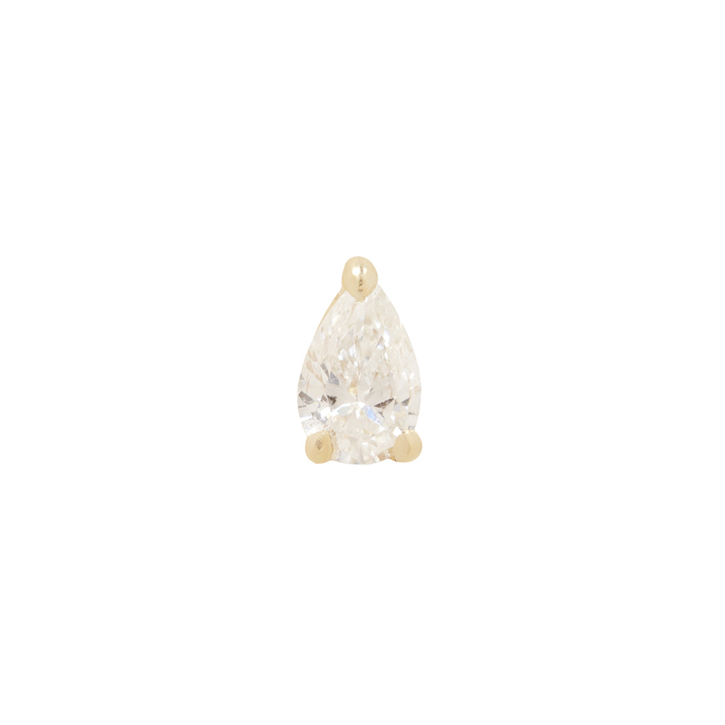 3 Prong Stone Pear - White Diamond