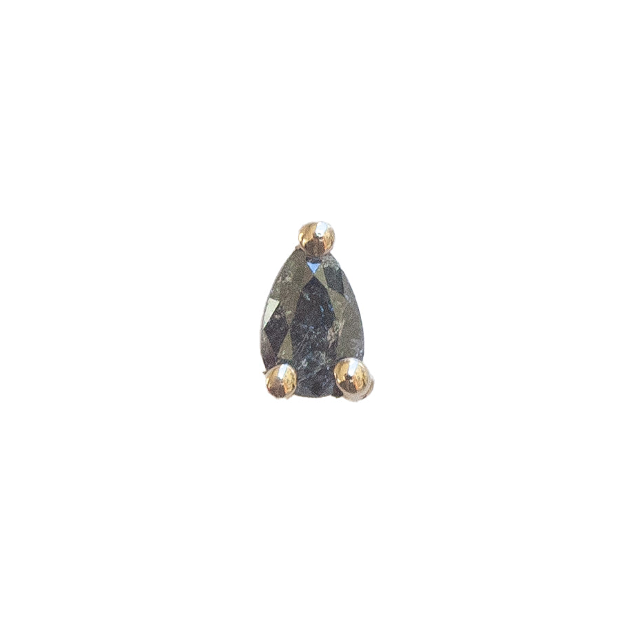 3 Prong Stone Pear - Salt & Pepper Diamond
