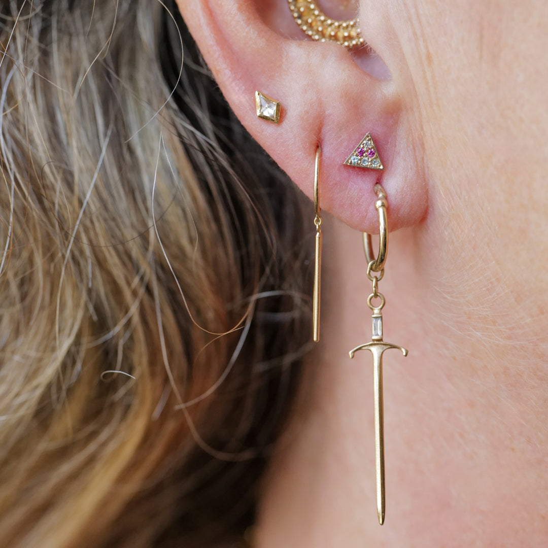 Trans Flag Pavé Triangle Piercing Stud
