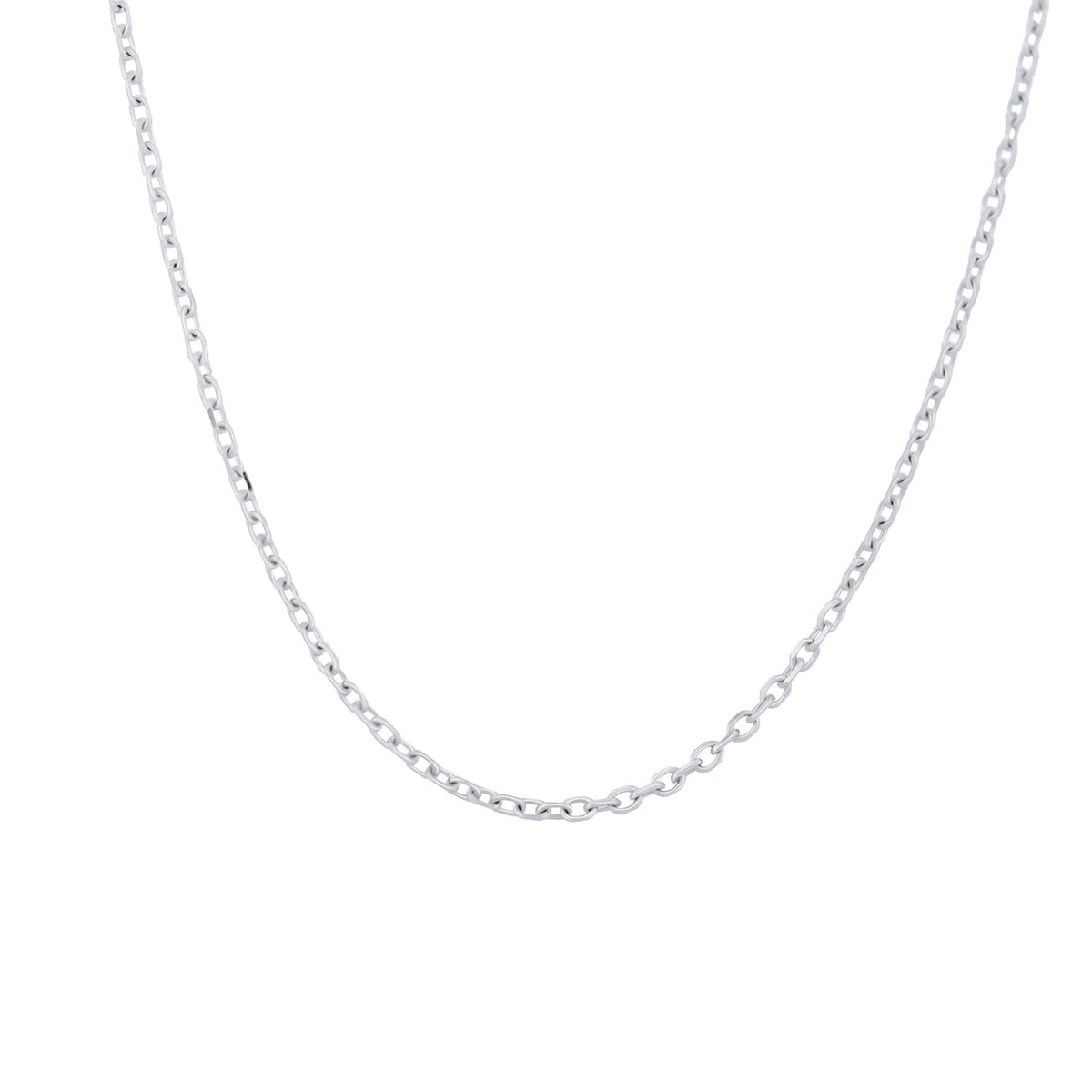 A delicate 14k gold Fiat Lux Cable Chain (0.9mm) displayed in a U-shape.