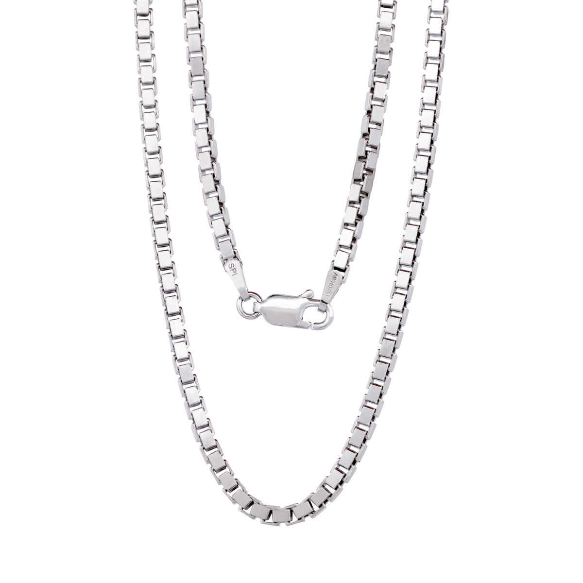 Fiat Lux Grande Box Chain (S) sterling silver box chain necklace with a lobster clasp.