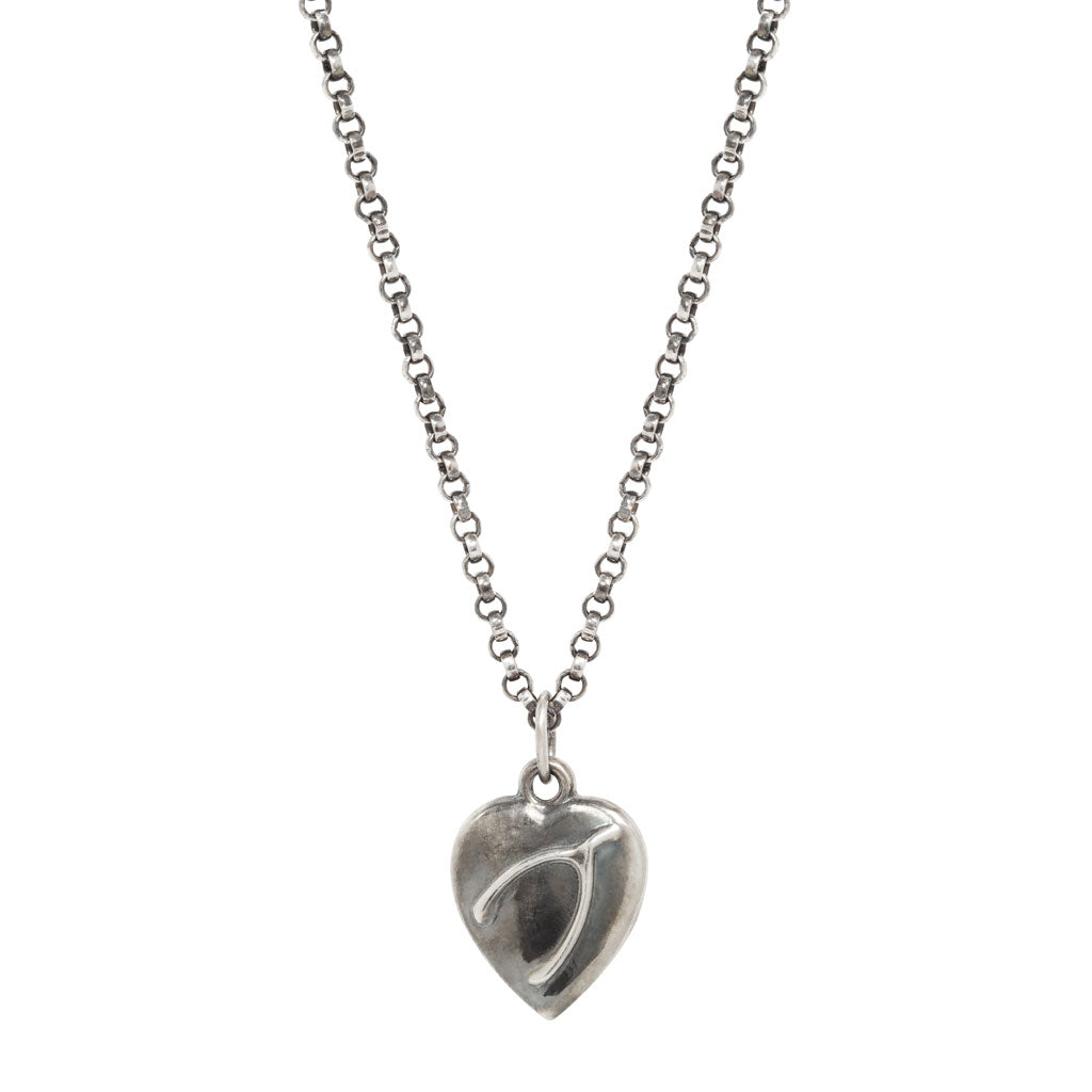 Wishbone Heart Charm (Silver)
