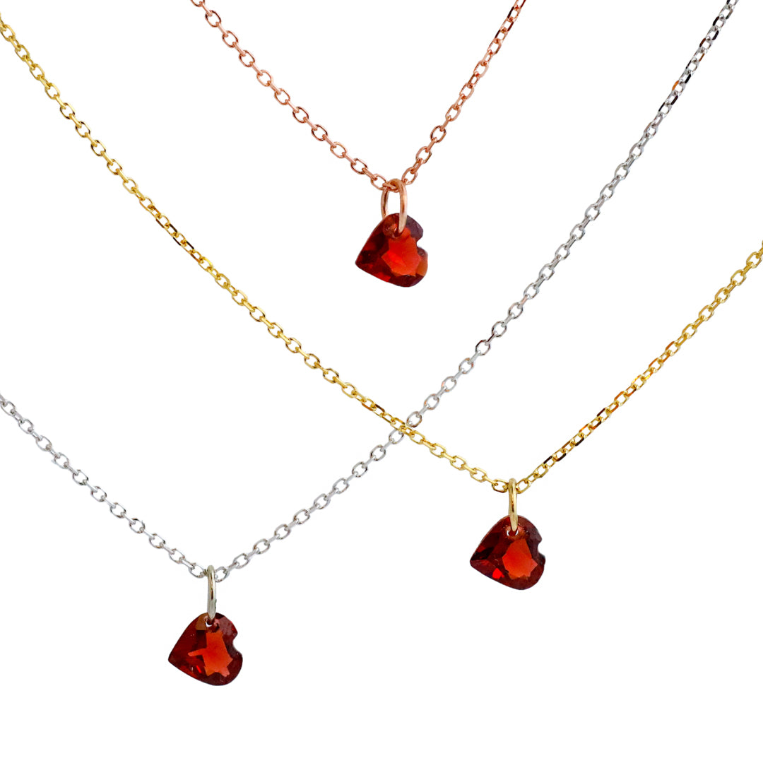 Petit Coeur Necklace - Garnet