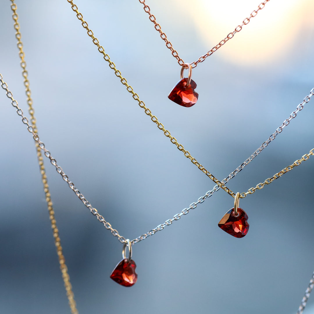 Petit Coeur Necklace - Garnet
