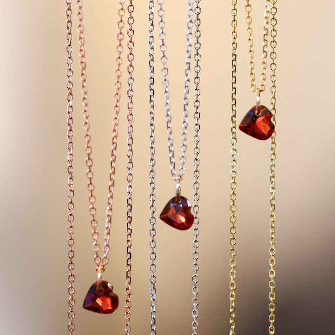 Petit Coeur Necklace - Garnet