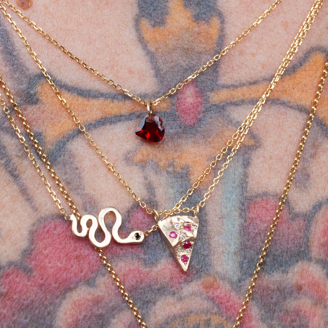 Petit Coeur Necklace - Garnet